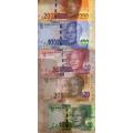 L Kganyago - 1st Issue - Mandela Bank notes UNC with identical serial numbers AA 1338