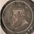 1892 ZAR 2 shilling Trench Art Kruger with hat and pipe Silver coin