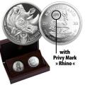Sealed 2022 Rhino privy Krugerrand mintmark 1oz silver and 1oz Silver Rhino R5 coin set