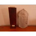 LOOK HELEN! Vintage, Religious, (Catholic) Metal Madonna Stand & Holy Water Backplate, Bid for both