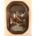 Vintage (1920's) Reverse Painting on Convex Glass, Beautiful Old Mill Scene, Black Frame, Gd Con