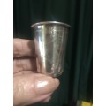 Set of 6 Kiddush Wine cups marked 84P : insides gilded, engraved, Judaica