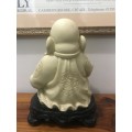 Large Heavy (3.7kg)  SEATED BUDDAH on black footed plinth : Good Condition