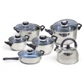 Walter & Joe Stainless Steel Pot Set 12 Pieces with Stovetop Kettle