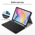 For Samsung Galaxy Tab A9 Square Cap Bluetooth Keyboard Case with Pen Slot(Pink)