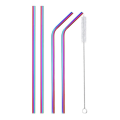 Stainless Steel Straws - set of 4- Gold, Rainbow, Silver