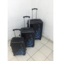 Set of 3 Lightweight Travel Luggage Bags - Universal Wheels - Only Black