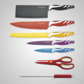 Royalty Line 8-Piece Wave Design Handle Colourful Non-Stick Knife Set with Acrylic Stand