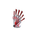 Royalty Line 8-Piece Stainless Steel Knife Set With Rotating Stand - Burgundy