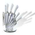 Royalty Line 8-Piece Stainless Steel Knife Set With Rotating Stand - White