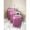 Set of 3 Lightweight Travel Luggage Bags - Universal Wheels -SILVER / BLACK / MEROON / DARK BLUE