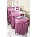 Set of 3 Lightweight Travel Luggage Bags - Universal Wheels -SILVER / BLACK / MEROON / NAVY / BLUE