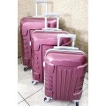 Set of 3 Lightweight Travel Luggage Bags - Universal Wheels - MEROON // BLUE