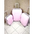Set of 3 Lightweight Travel Luggage Bags - Universal Wheels - (Blue)