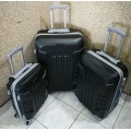 Set of 3 Lightweight Travel Luggage Bags - Universal Wheels - (Dark Pink)