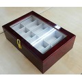 WATCH BOX 12 SLOT SOLID BROWN WOOD