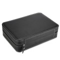 Watch Leather Case 10 Slots Zippered Watch Traveler`s Box Black Watch Storage Case Organizer