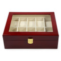 WATCH BOX 10 SLOT SOLID BROWN WOOD