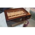 WATCH BOX 10 SLOT SOLID BROWN WOOD