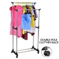 Adjustable Double Pole Stainless Steel Clothes Rack