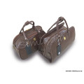 Set of 2 High Quality Duffle PU Leather Luggage Bags - BROWN