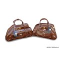 Set of 2 High Quality PU Leather Duffle Luggage Bags with Roller Wheels- Black