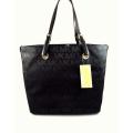 Michael Kors Jet Set Grab Bag Black Jacquard Logo Leather $248 -100% AUTHENTIC with PRICE TAG
