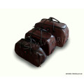 Set of 3 Quality Duffle Luggage Bags with Roller Wheels - Brown