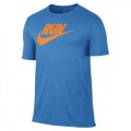 Original Mens Nike Run Swoosh DRI FIT- Light Photo Blue/ Vivid Orange Running Shirt 806891-407