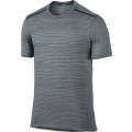 Original Mens Nike Dri-FIT Cool Tailwind Striped Short Sleeve Running Cool Grey 724809 065 Size L