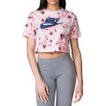 Original Womens NIKE Sportswear CROP Top SS Floral TEE Barely Rose 943334 699 Size Medium