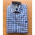 Original Mens POLO Long Sleeve 100% Cotton Check Shirt Blue/White - Double Pony - Size Large