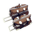 Set of 2 High Quality Duffle Luggage Bags with Roller Wheels - Brown Colour