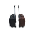 Laptop Travel Trolley Leather Bag with Universal Wheels- Black