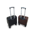 Laptop Travel Trolley Leather Bag with Universal Wheels- Black