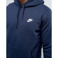 Original Mens Nike Classic Fleece Hoodie Navy Blue 804346 451 Size Medium