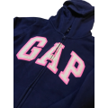 Original GAP Girls Logo Full ZIP Hoodie Fleece Warm (USED) Navy/Pink/White Glitter Size XXL