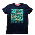 Original Men's SuperDry Sport Tee Shirt Navy Blue/ Green Size Medium