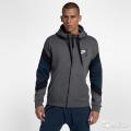 Original Mens Nike Air Hoodie Full Zip Fleece Warm Grey/ Black/ Navy CD9222 071 Size Large