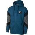 Original Mens Nike Air Hoodie Full Zip Fleece Warm Grey/ Black/ Blue CD9222 474 Size Extra Large