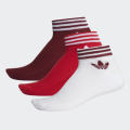 adidas Women's TREFOIL ANKLE SOCKS 3 PAIRS Collegiate Burgundy/ Scarlet/ White EE1153 Size UK 2.5-5