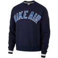 NIKE AIR Men's Fleece Crewneck Warm Sweatshirt Blue/White (LOOSE FIT) CN9123 451 Size Medium