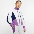 Nike GIRL's Sportswear HERITAGE Big Girl Full Zip Jacket Top White/Purple CJ7424 101 Size Medium