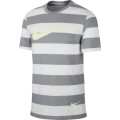 NIKE Men's Sportswear Swoosh Striped Tee Shirt Particle Grey/White (STD FIT) CQ5196 073 Size Medium