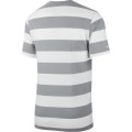 NIKE Men's Sportswear Swoosh Striped Tee Shirt Particle Grey/White (STD FIT) CQ5196 073 Size Medium