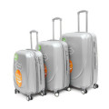 Set of 3 Suitcases Travel Trolley Luggage ABS Universal Wheels - Silver Color