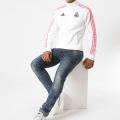 adidas Men's Real Madrid Full Zip 3 Stripe 2020/21 Track Top White GH9996 Size Medium