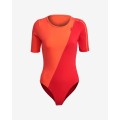 adidas Women`s Adicolor Sliced Trefoil Bodysuit Semi Solar Red GN2821 Size Medium