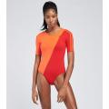 adidas Women`s Adicolor Sliced Trefoil Bodysuit Semi Solar Red GN2821 Size Medium