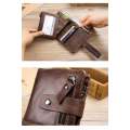 BULL CAPTAIN wallet men genuine leather vertical card package buckle (BROWN ) (QB04)